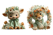 Spring flower animals clipart, an Illustration by SinaCreation (Thumbnail 4 of 11)