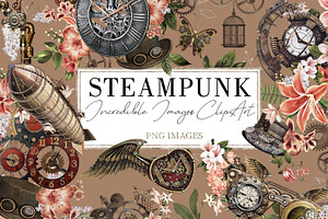 Steampunk 70 Elements ClipArt