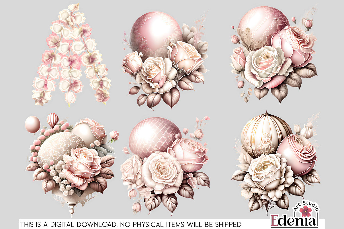 Vintage Romantic Wedding Cliparts, a Seasonal Illustration by EdeniaArtStudio (Photo 8 of 8)
