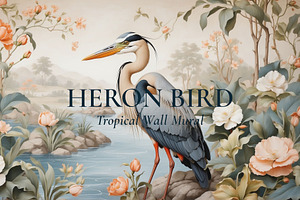 Heron Bird Tropical Wall Murals