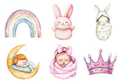 Baby Girls Clipart, an Illustration by Daily.Designs (Thumbnail 5 of 5)