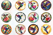 Hummingbird Round Stained Glass Png, an Illustration by RobertsArt (Thumbnail 2 of 7)