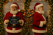 Santa Claus mugshot with toy sack against decorated background, a Holiday Photo by GoodGoods (Thumbnail 2 of 2)