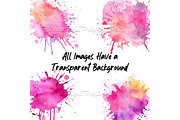 24 Fuchsia Watercolor Splashes, a Decorative Illustration by Art Paradise Studios (Thumbnail 3 of 4)