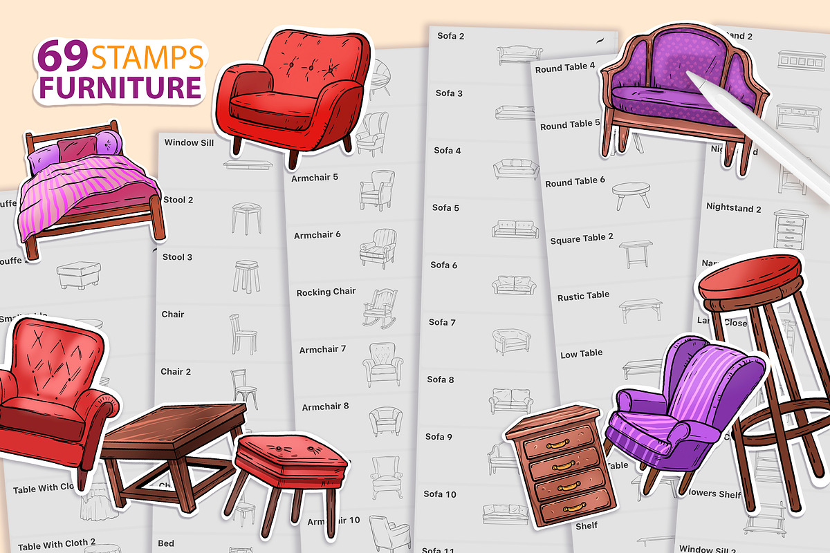 PROCREATE INTERIOR CREATOR TOOLKIT, a Brush Add-On by AlexandraArt (Photo 5 of 10)