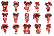 Cute Little Valentine Girls Clipart, an Illustration by DreamArtGraphic (Thumbnail 4 of 4)