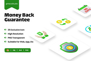 Money Back Guarantee 3D Icons