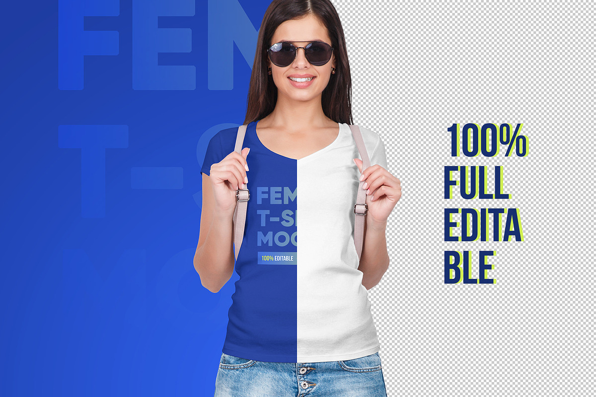Female V-Neck T-Shirt Mockup, a Shirt Mockup by Hi, Mock-Up! (Photo 2 of 10)