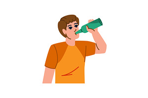 Young man drinking fresh water from, a Sport Illustration by pikepicture