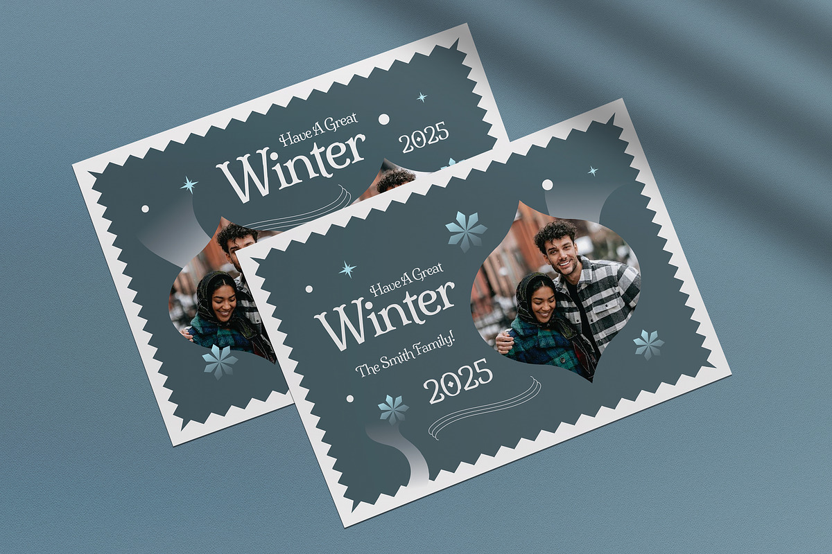 Blue Modern Winter Greeting Card, a Card Template by graphicook (Photo 2 of 4)