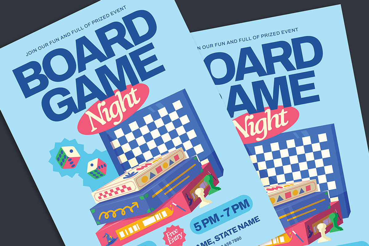 Board Game Night Event Flyer, a Flyer Template by Gumico Studio. (Photo 2 of 3)