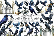 Gothic Raven Clipart, an Illustration by Libby Wishes (Thumbnail 1 of 8)