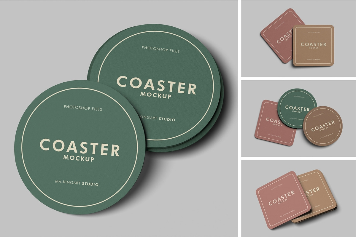 Realistic Coaster Mockup PSD, a Cups & Container Mockup by MA-KING_ART (Photo 1 of 5)