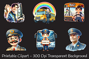 Bus Driver Watercolor Clipart, an Illustration by RobertsArt (Thumbnail 8 of 8)