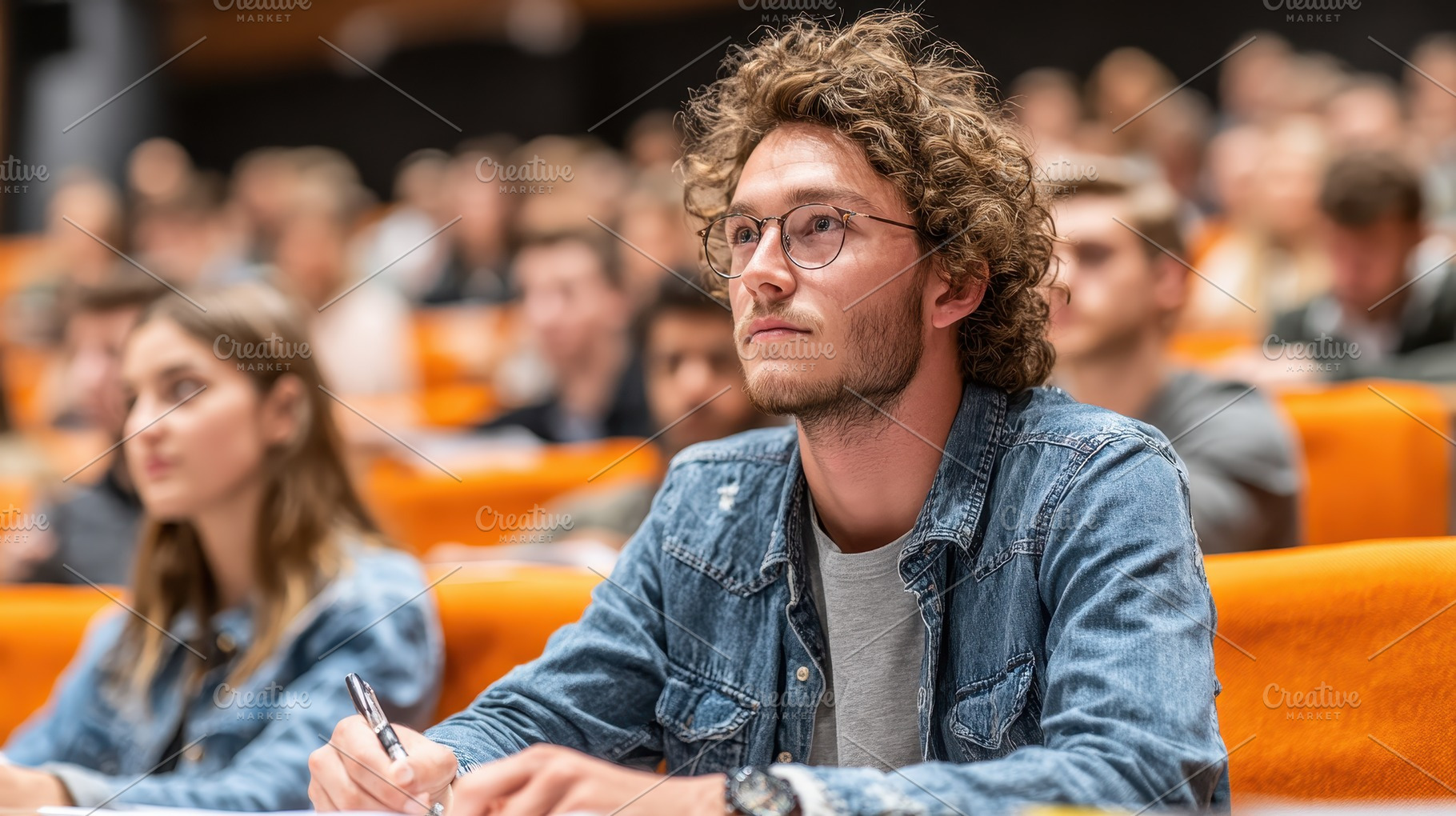 Young man in denim jacket taking not, a Photo by Pixeness Studio