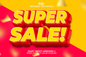 Super Sale PSD 3d Editable Text