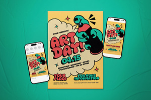 Yellow and Red Retro Art Day Flyer, a Flyer Template by The Good Store