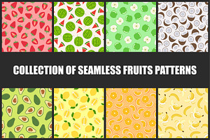 Colorful fruits seamless patterns, a Pattern Graphic by ExpressShop