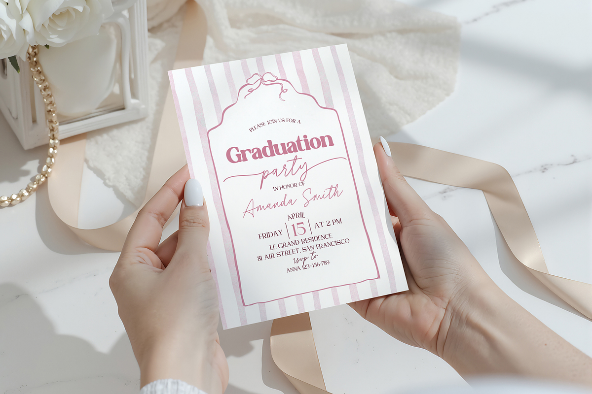 Feminine Graduation Party Invite, a Templates & Theme by VeliusCreativeStudio (Photo 3 of 3)