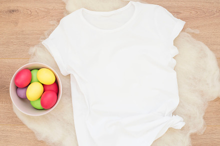 White Shirt Mockup. Easter Eggs