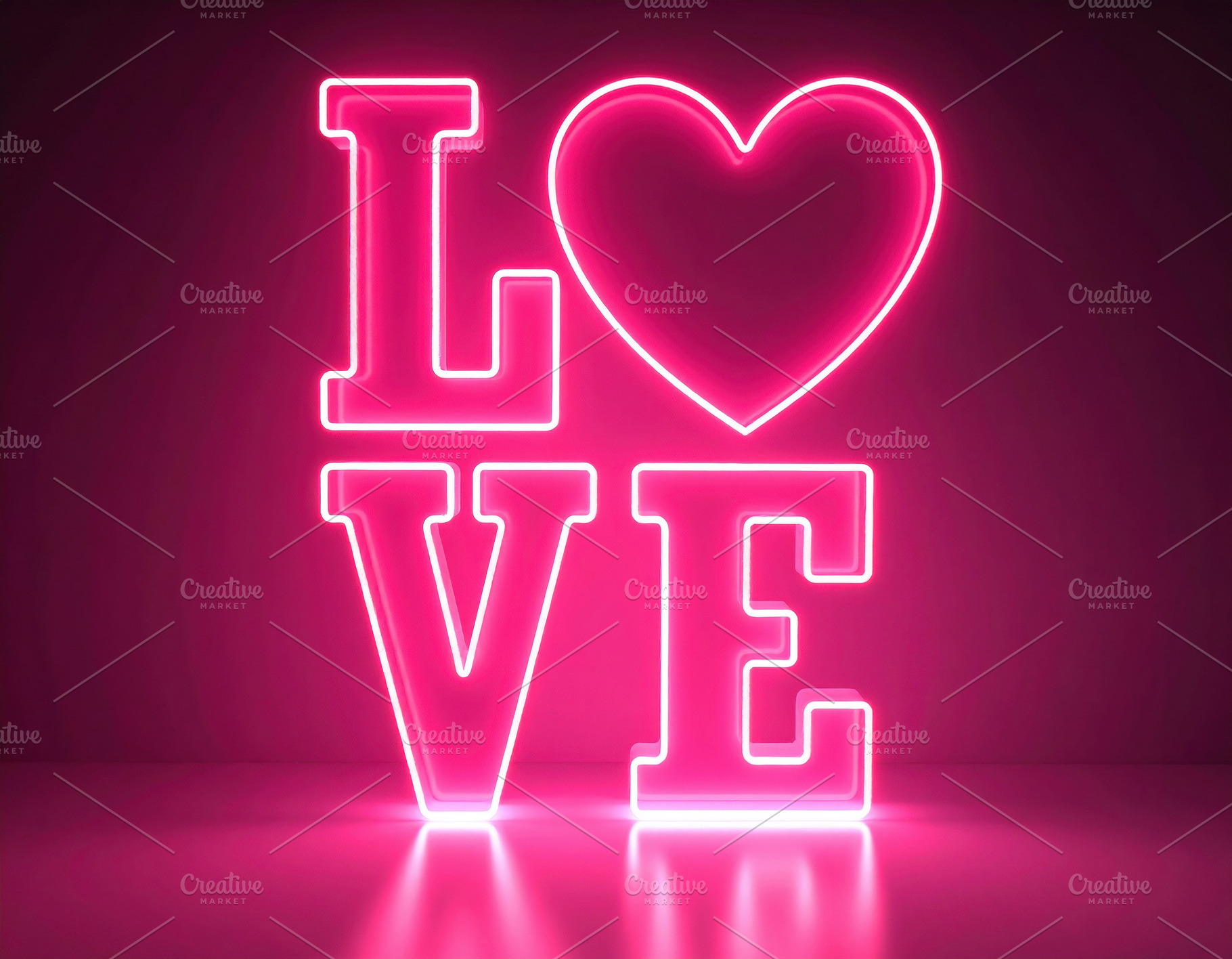 Neon Love Sign with Heart Symbol, a Holiday Photo by Davizro's Market