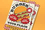 White Retro Burger Promo Flyer Set, a Flyer Template by graphicook (Thumbnail 2 of 3)