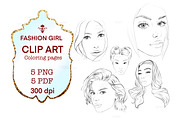 Coloring pages,Fashion girls clipart, an Illustration by MajorArtTm (Thumbnail 1 of 4)