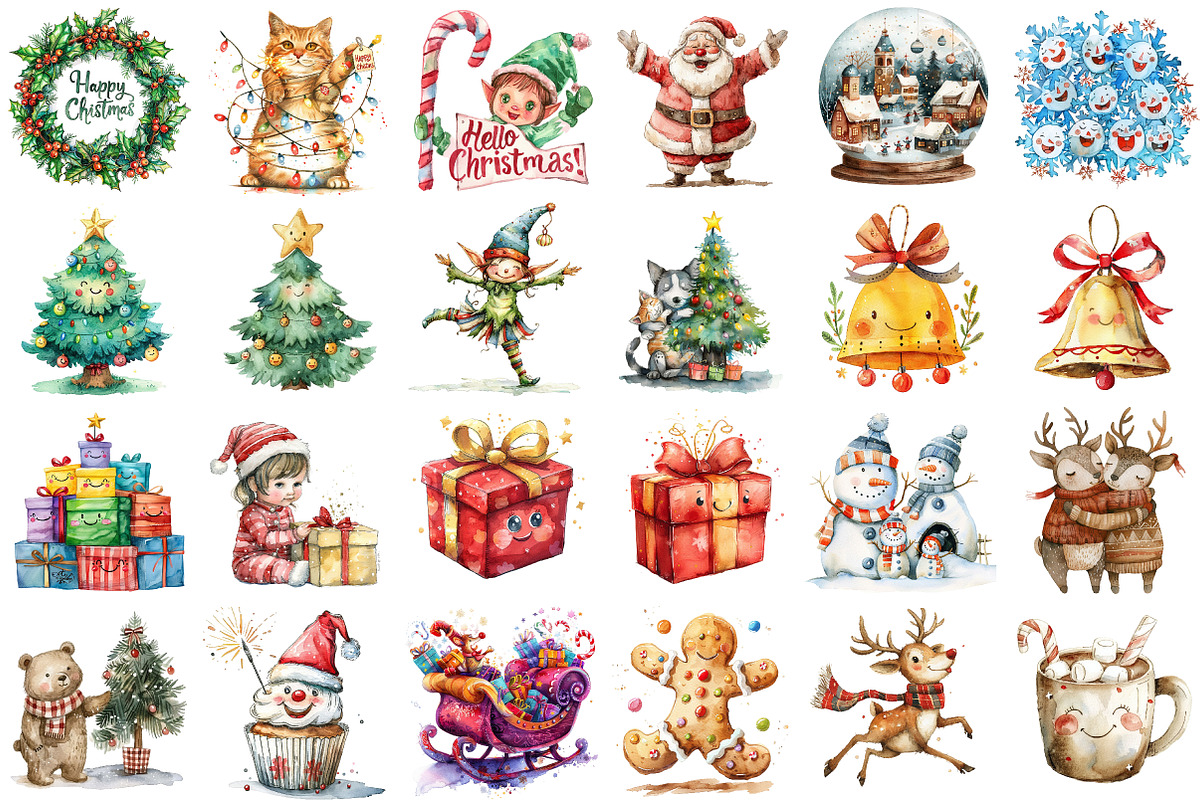 Happy Christmas Clipart Bundle, an Illustration by Sublimation Artist (Photo 2 of 6)