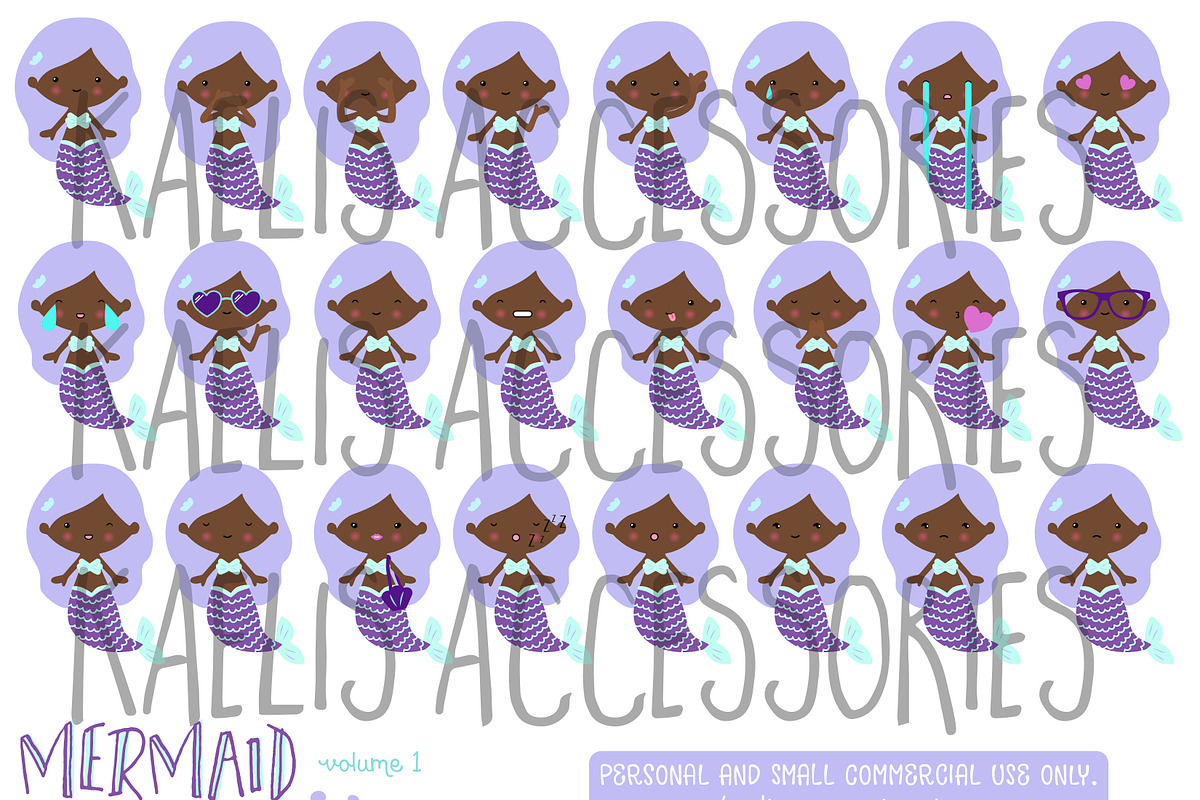 MERMAID EMOJIS CLIPART - SVG and PNG, a Graphic by Millie Paper Co. (Photo 4 of 4)