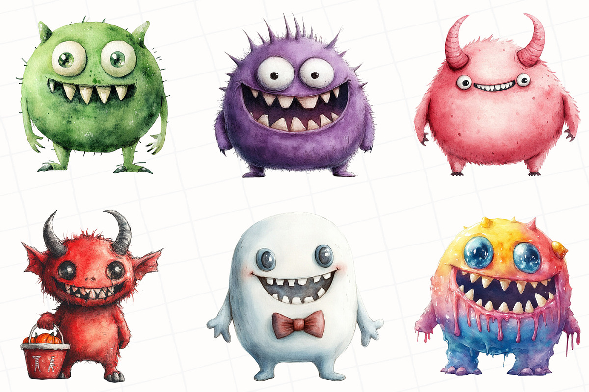 Halloween Monsters Clipart, an Illustration by OK Design (Photo 2 of 5)