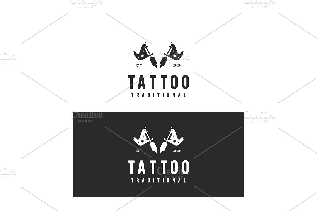 vintage tattoo studio machine logo d, a Branding & Logo Template by LOGOCREATIVE