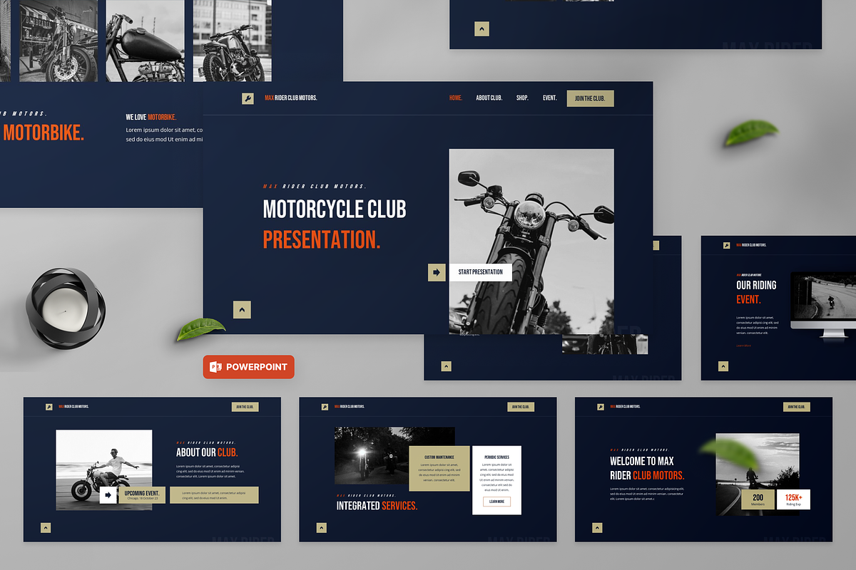 Maxrider Motorcycle Club PowerPoint, a Presentation Template by Annora Studio (Photo 1 of 8)