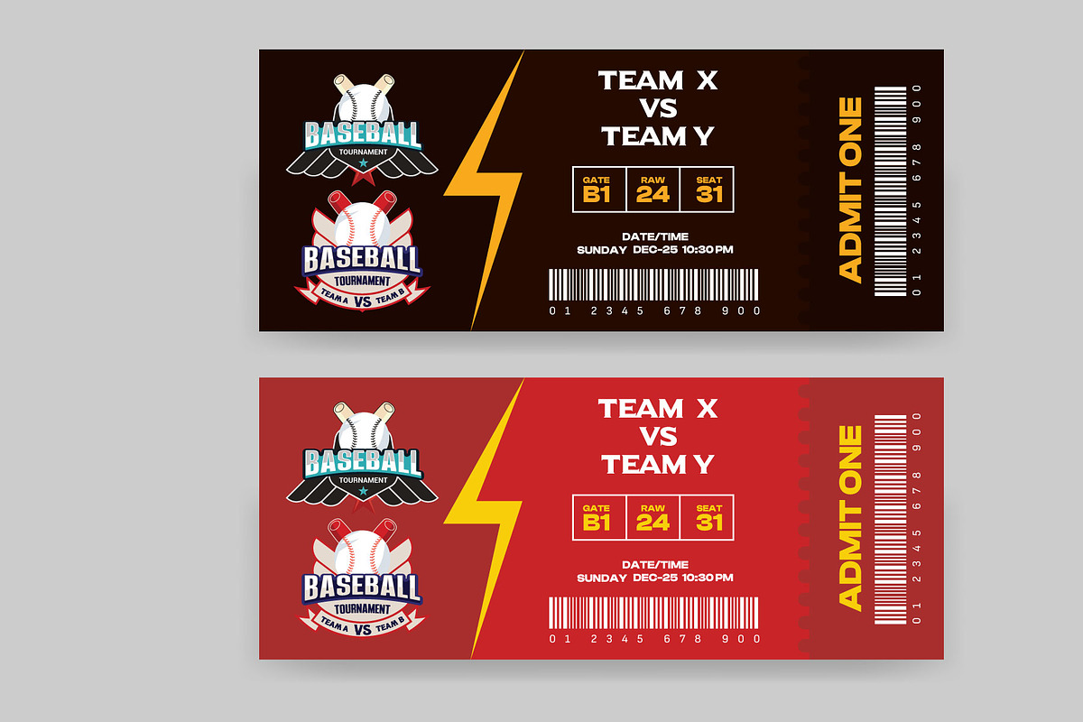 Sports Ticket Card. modern element, a Stationery Template by Kazi Hossain (Photo 3 of 4)