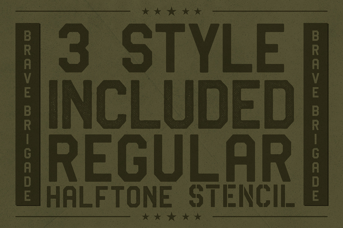 Brave Brigade - Tactical Display Fon, a Sans Serif Font by Invasi Studio (Photo 2 of 10)