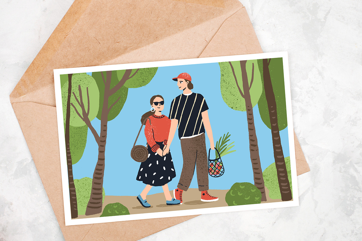 Cute couple walking in the park, a Person Illustration by Good Studio (Photo 3 of 3)