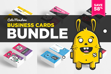 Cute Monsters Business Card Bundle, a Business Card Template by Odin_Design