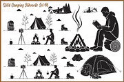 Wild Camping Silhouette Set, an Object Graphic by yasushie (Thumbnail 1 of 6)