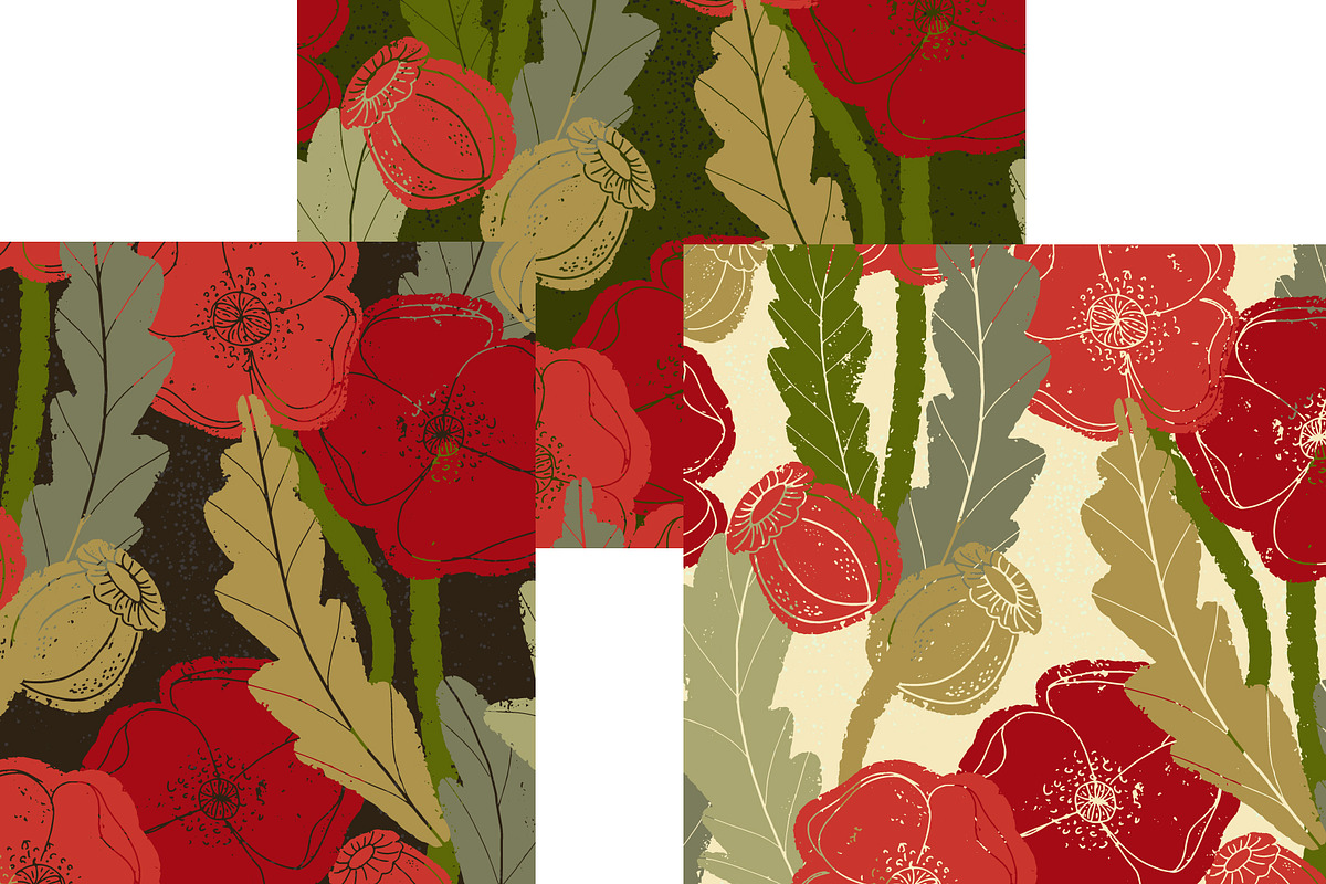 Poppy Botanical Lino, a Pattern Graphic by NayaChu (Photo 5 of 9)