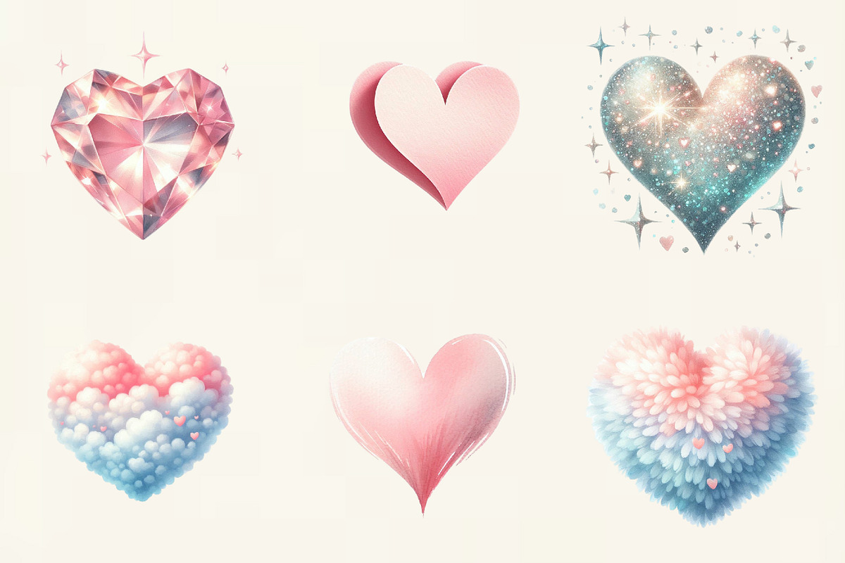 Watercolor Valentine Heart Clipart, an Illustration by DreamCafeArt (Photo 4 of 6)