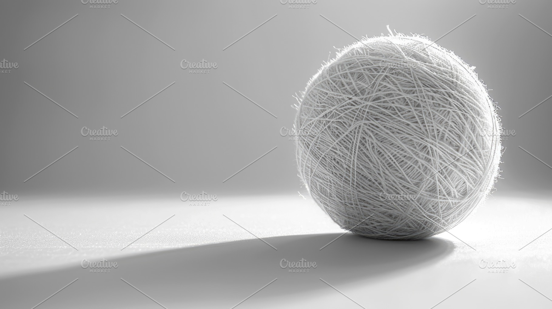 White Ball of Yarn on Minimal Gray Background, a Background Photo by José Manuel Gelpi
