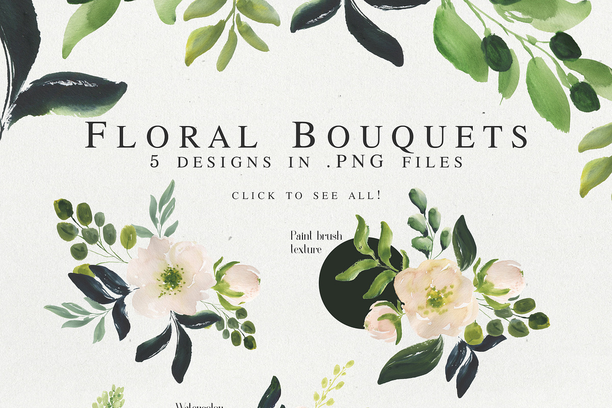 Magdalena watercolor floral set, a Texture Illustration by Charushella (Photo 6 of 8)