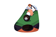 People play pool at billiard table, a Sport Illustration by PaperTrident (Thumbnail 8 of 8)