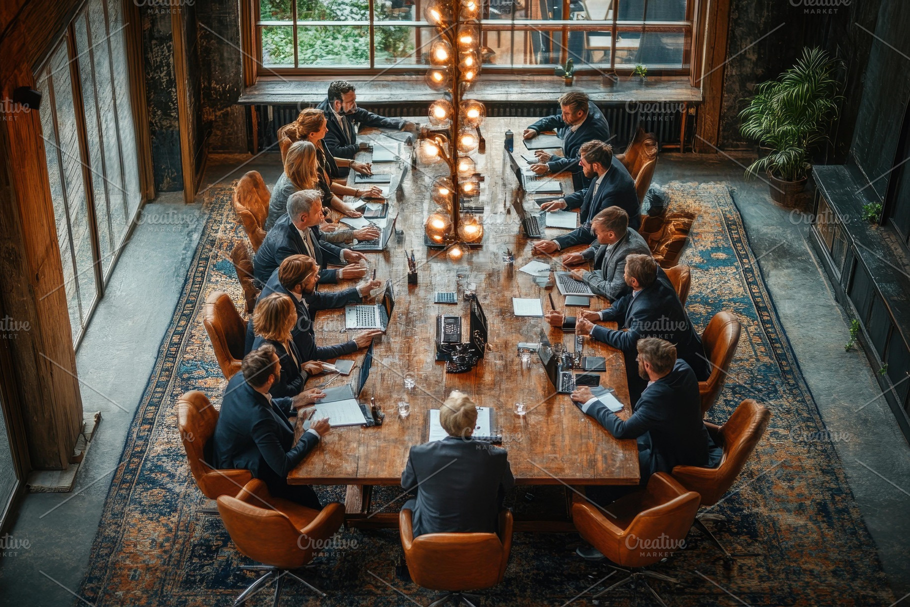 Business meeting in an industrial-st, a Photo by Tanuart