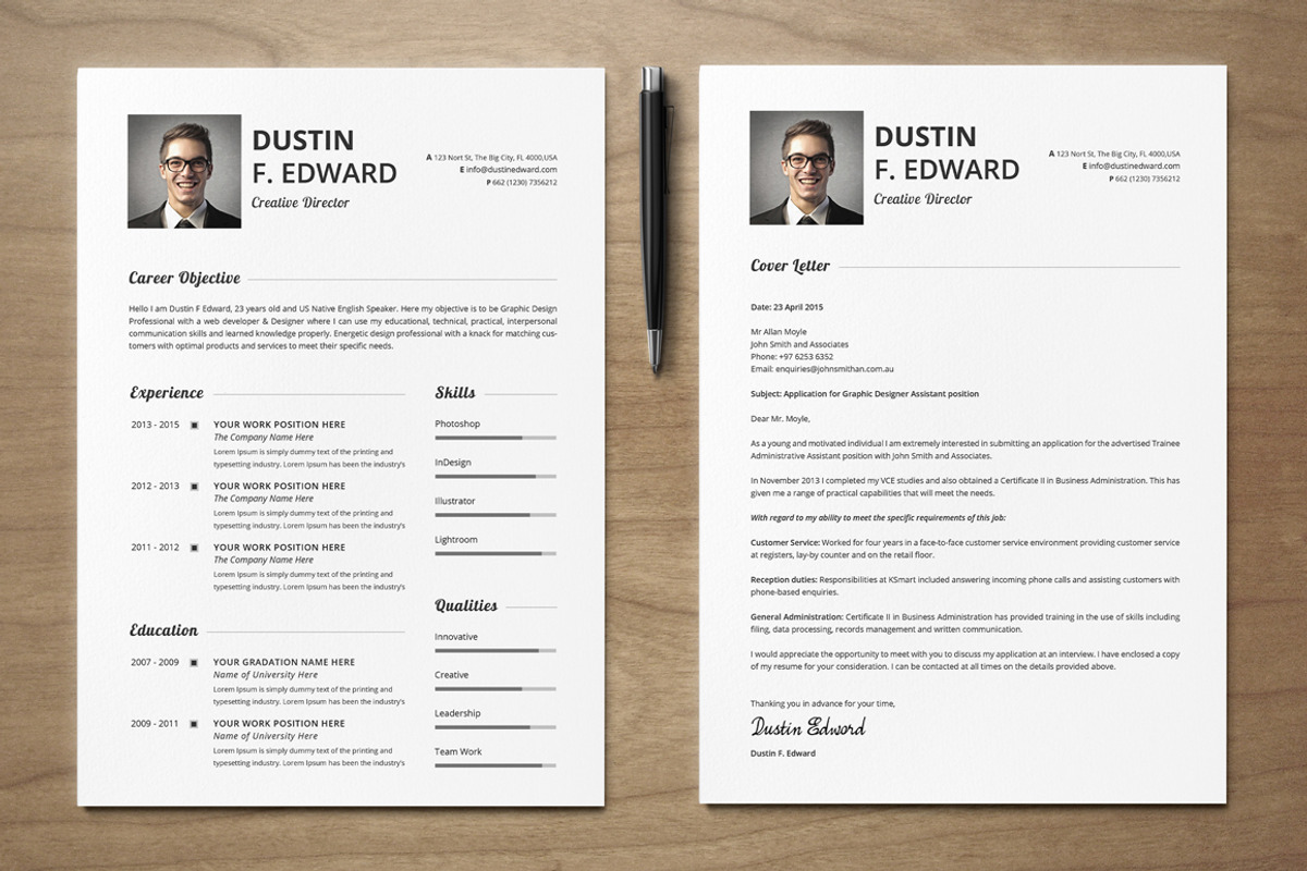Premium Resume CV Template Set, a Resume Template by SNIPESCIENTIST (Photo 2 of 5)