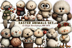 Watercolor Easter Animals Clipart, an Illustration by Sublimation Artist