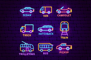 Transport Neon Vector Icons