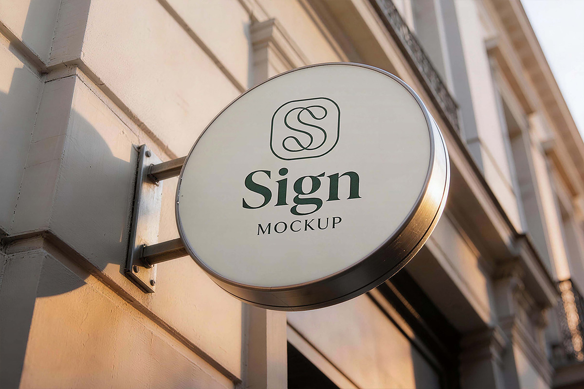 Outdoor Round Sign Mockup, an Advertising Mockup by Pitchlook.Studio
