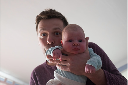 Young father and newborn baby girl, a Person Photo by Koldunova