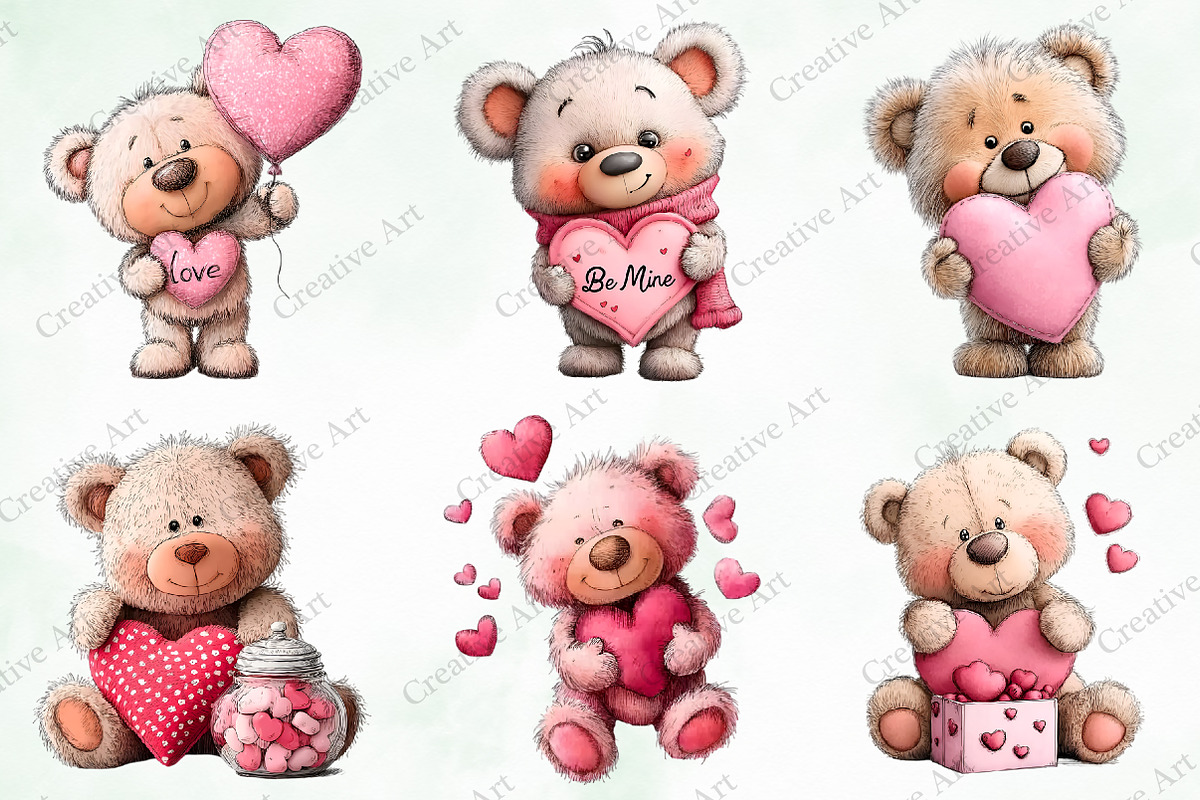 Whimsical Valentine Cute Teddy, an Illustration by Creative Art (Photo 5 of 9)