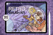 RETRO BRUSHES PROCREATE KIT, a Brush Add-On by AlexandraArt (Thumbnail 1 of 11)